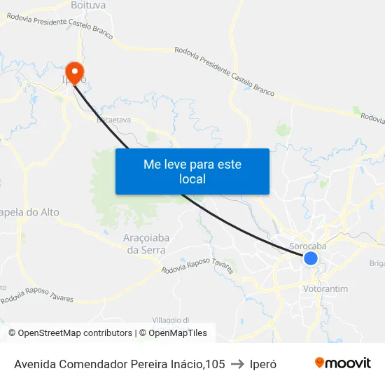 Avenida Comendador Pereira Inácio,105 to Iperó map