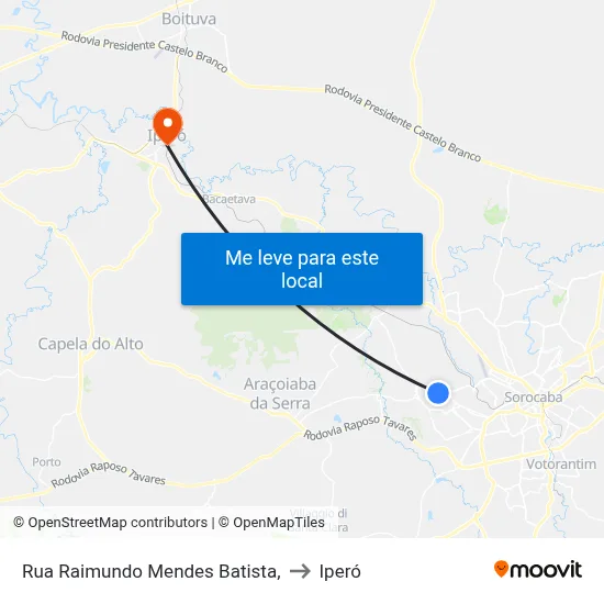 Rua  Raimundo Mendes Batista, to Iperó map
