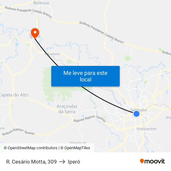 R. Cesário Motta, 309 to Iperó map