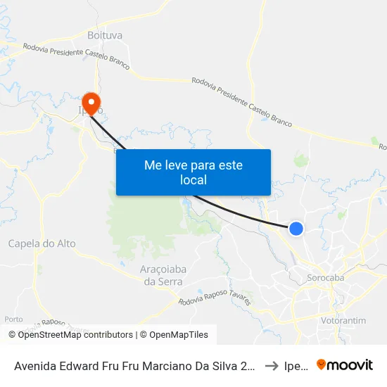 Avenida Edward Fru Fru Marciano Da Silva 293 to Iperó map