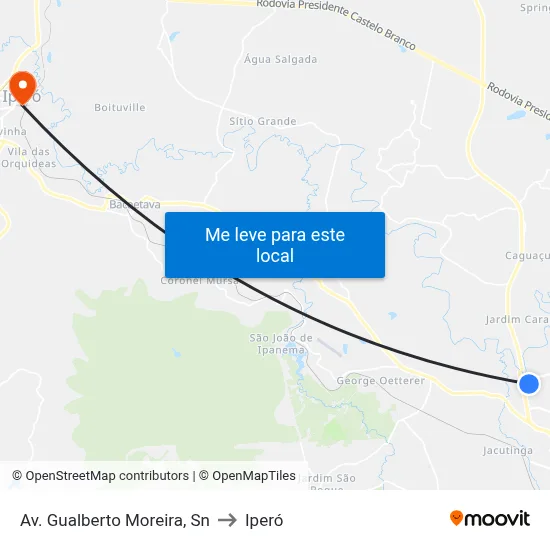Av. Gualberto Moreira, Sn to Iperó map
