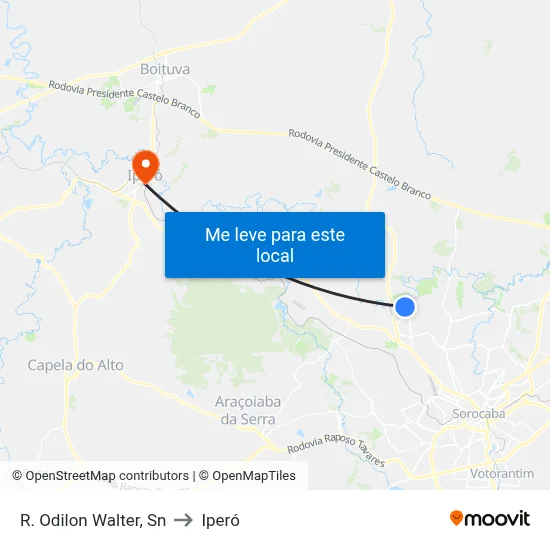 R. Odilon Walter, Sn to Iperó map