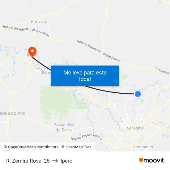 R. Zemira Rosa, 25 to Iperó map