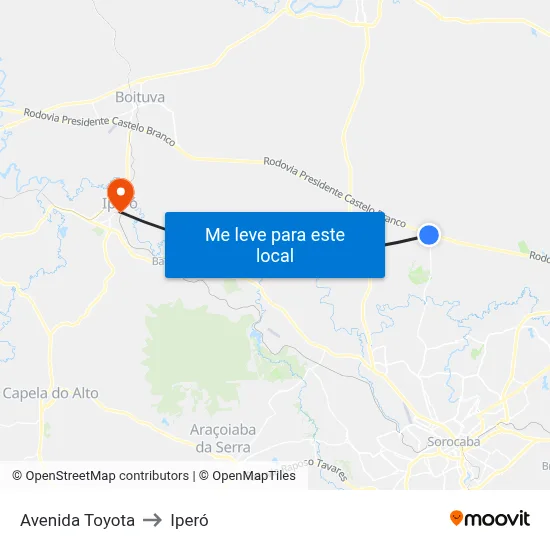 Avenida Toyota to Iperó map
