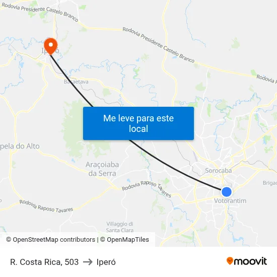 R. Costa Rica, 503 to Iperó map