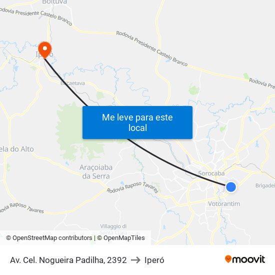 Av. Cel. Nogueira Padilha, 2392 to Iperó map