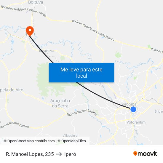 R. Manoel Lopes, 235 to Iperó map