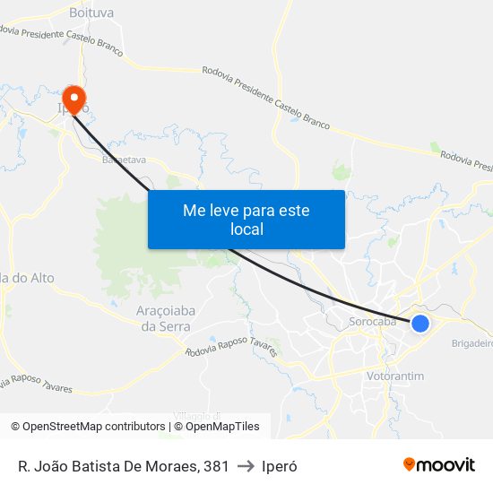 R. João Batista De Moraes, 381 to Iperó map