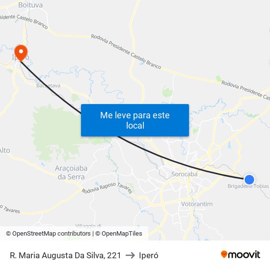 R. Maria Augusta Da Silva, 221 to Iperó map