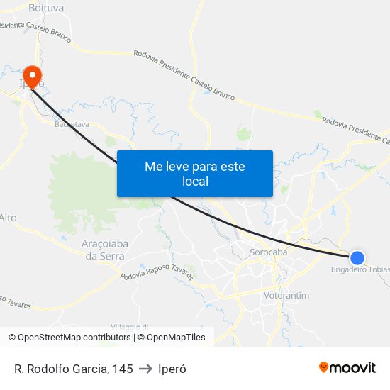 R. Rodolfo Garcia, 145 to Iperó map