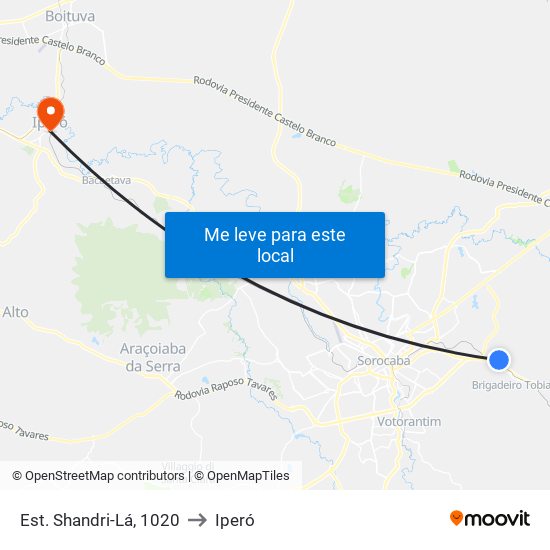 Est. Shandri-Lá, 1020 to Iperó map