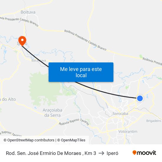 Rod. Sen. José Ermírio De Moraes , Km 3 to Iperó map