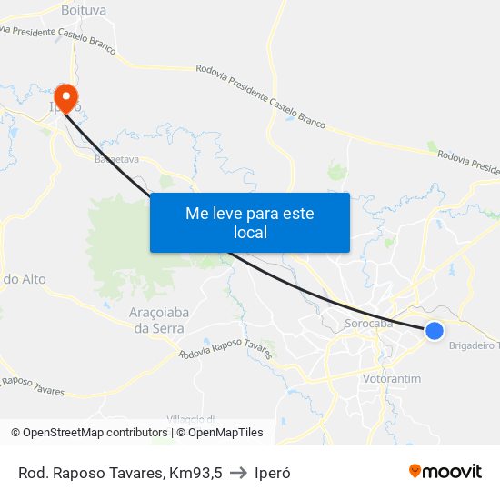 Rod. Raposo Tavares, Km93,5 to Iperó map