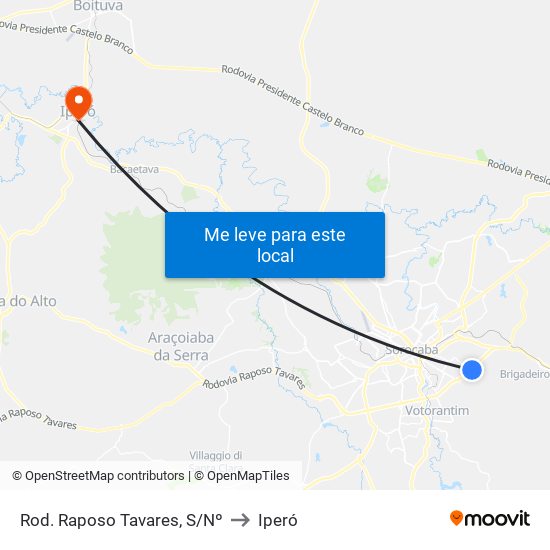 Rod. Raposo Tavares, S/Nº to Iperó map