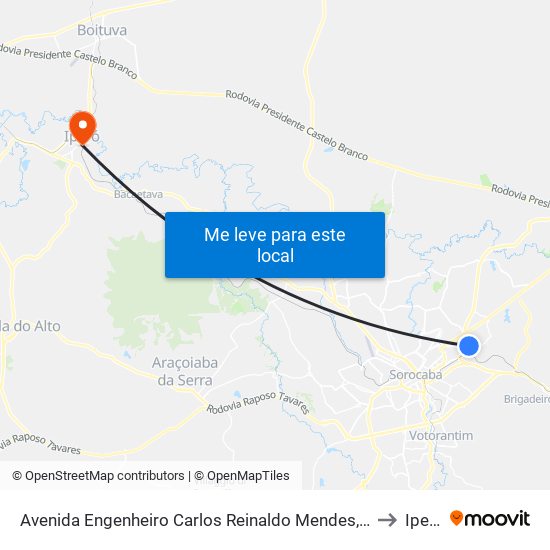 Avenida Engenheiro Carlos Reinaldo Mendes, 3101 to Iperó map