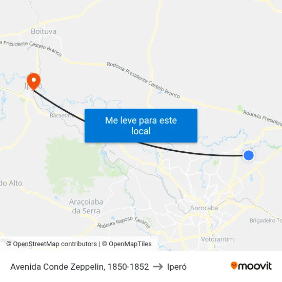 Avenida Conde Zeppelin, 1850-1852 to Iperó map
