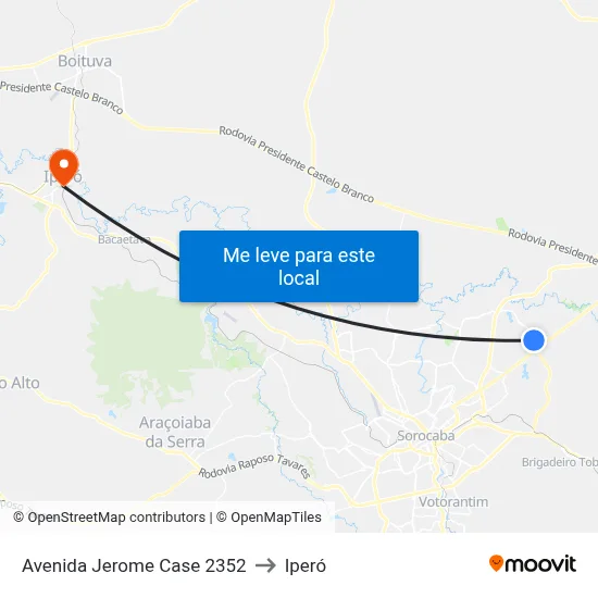 Avenida Jerome Case 2352 to Iperó map