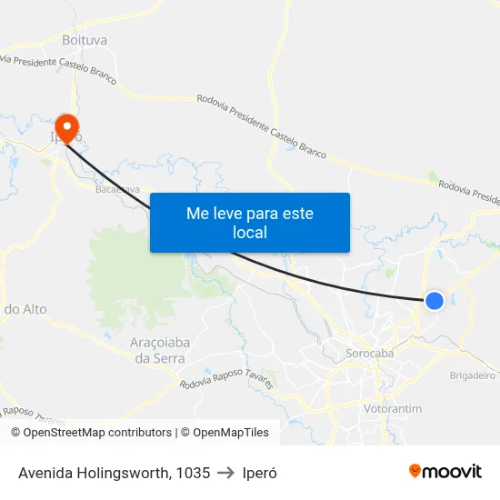 Avenida Holingsworth, 1035 to Iperó map
