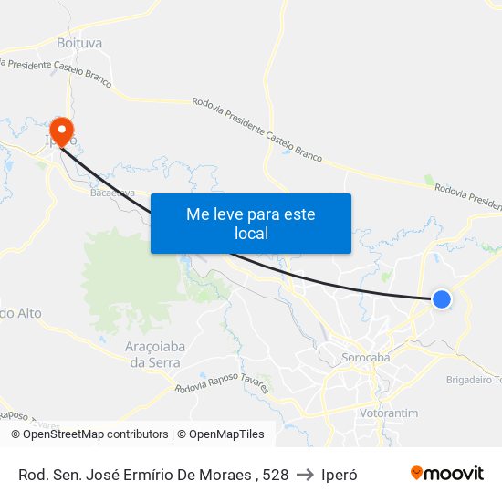 Rod. Sen. José Ermírio De Moraes , 528 to Iperó map