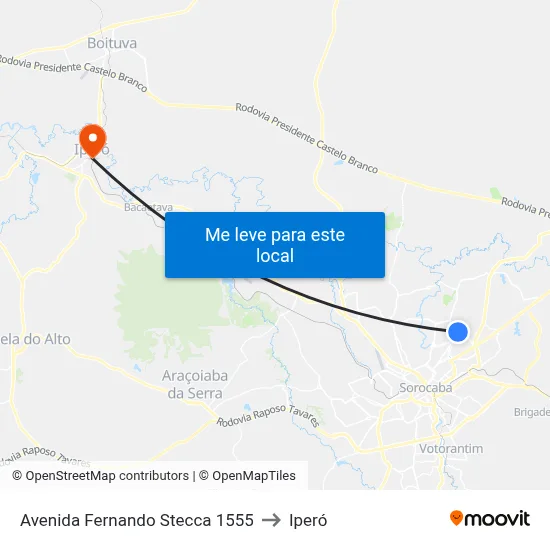 Avenida Fernando Stecca 1555 to Iperó map