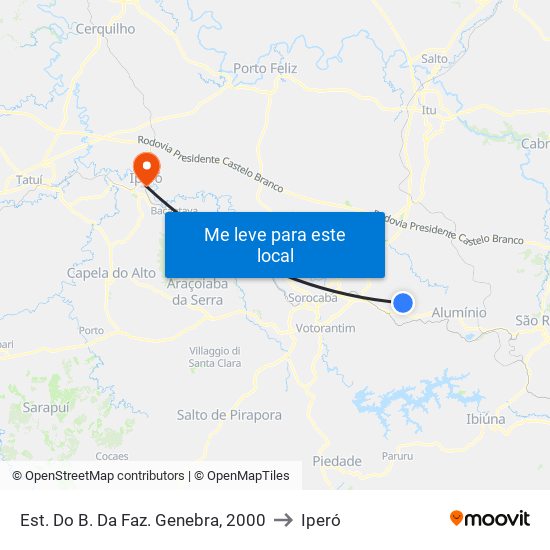 Est. Do B. Da Faz. Genebra, 2000 to Iperó map
