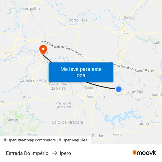 Estrada Do Império, to Iperó map