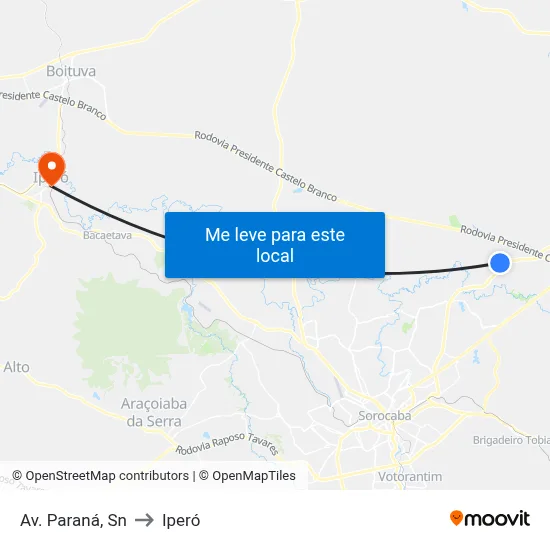 Av. Paraná, Sn to Iperó map