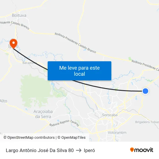 Largo Antônio José Da Silva 80 to Iperó map