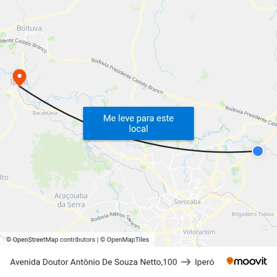 Avenida Doutor Antônio De Souza Netto,100 to Iperó map