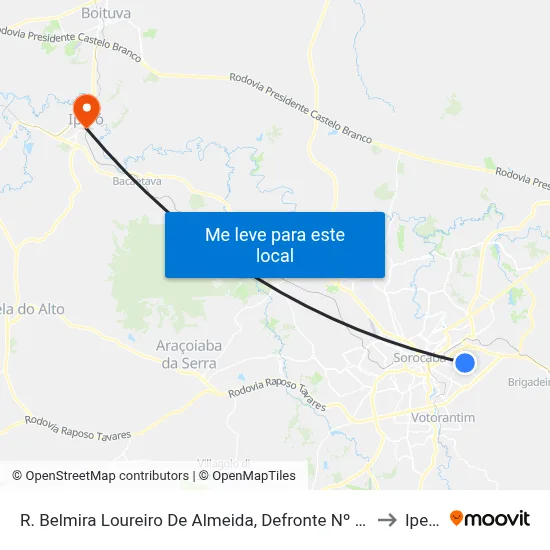 R. Belmira Loureiro De Almeida, Defronte Nº 995 to Iperó map
