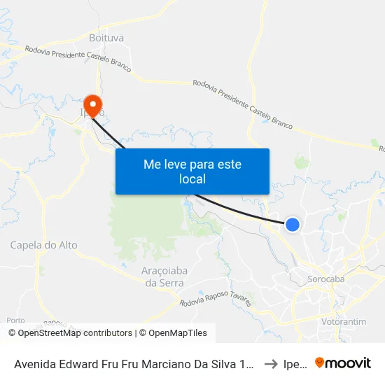 Avenida Edward Fru Fru Marciano Da Silva 1129 to Iperó map