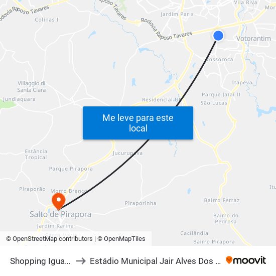 Shopping Iguatemi to Estádio Municipal Jair Alves Dos Santos map