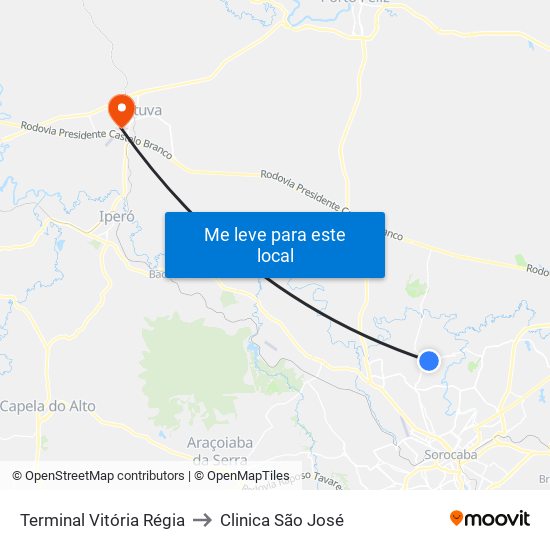 Terminal Vitória Régia to Clinica São José map