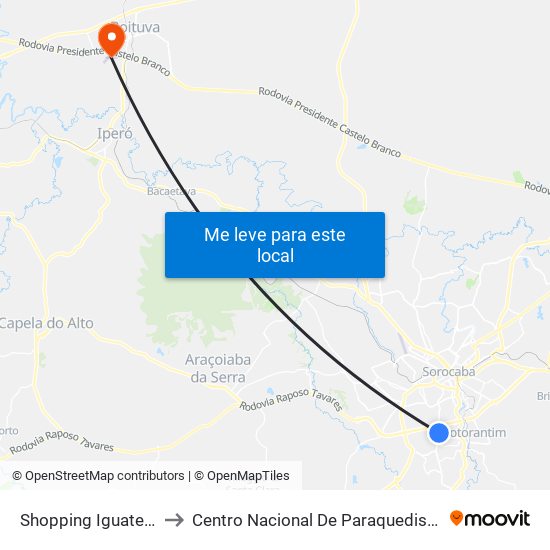 Shopping Iguatemi to Centro Nacional De Paraquedismo map