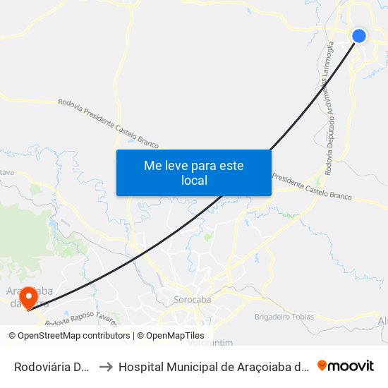 Rodoviária De Itu to Hospital Municipal de Araçoiaba da Serra map