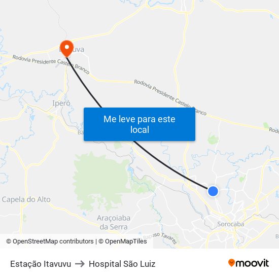 Estação Itavuvu to Hospital São Luiz map