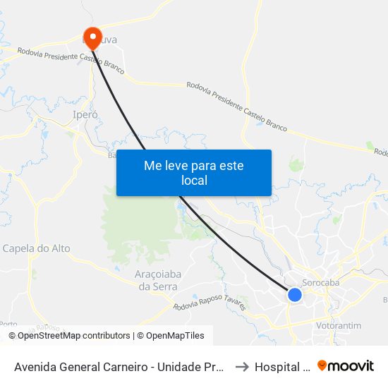 Avenida General Carneiro - Unidade Pré-Hospitalar Da Zona Oeste to Hospital São Luiz map