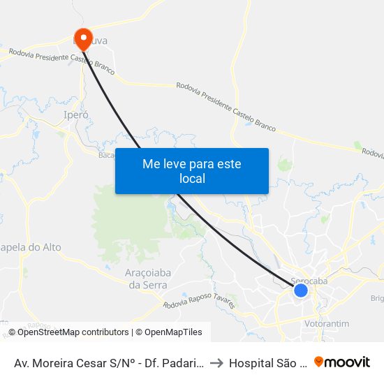 Av. Moreira Cesar S/Nº - Df. Padaria Real - to Hospital São Luiz map