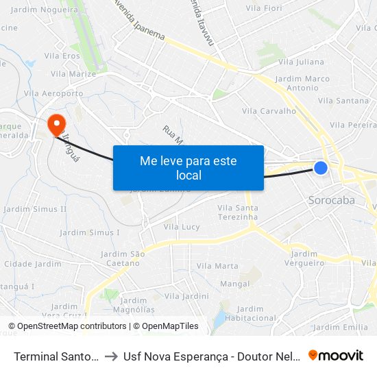 Terminal Santo Antônio to Usf Nova Esperança - Doutor Nelson F. C. Chaves map