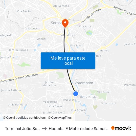 Terminal João Souto to Hospital E Maternidade Samaritano map