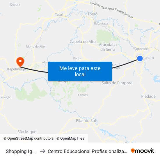 Shopping Iguatemi to Centro Educacional Profissionalizante Municipal map