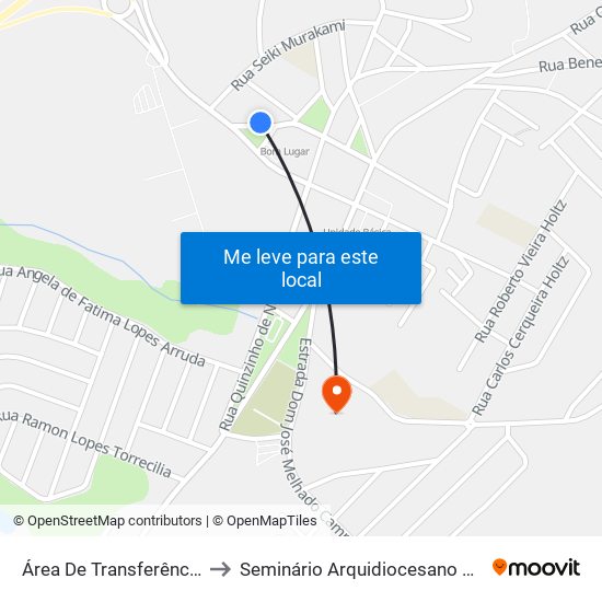 Área De Transferência Aparecidinha to Seminário Arquidiocesano São Carlos Borromeu map