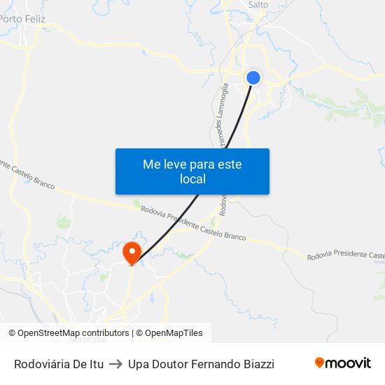 Rodoviária De Itu to Upa Doutor Fernando Biazzi map