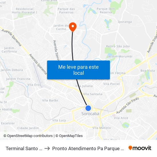 Terminal Santo Antônio to Pronto Atendimento Pa Parque Das Laranjeiras map