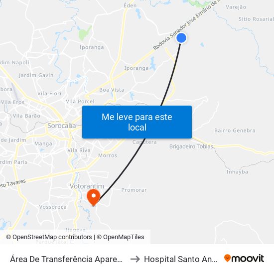 Área De Transferência Aparecidinha to Hospital Santo Antônio map