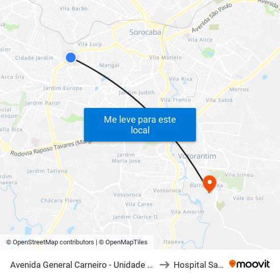 Avenida General Carneiro - Unidade Pré-Hospitalar Da Zona Oeste to Hospital Santo Antônio map