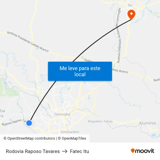 Rodovia Raposo Tavares to Fatec Itu map