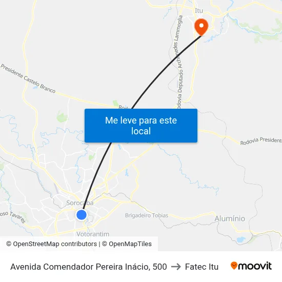 Avenida Comendador Pereira Inácio, 500 to Fatec Itu map