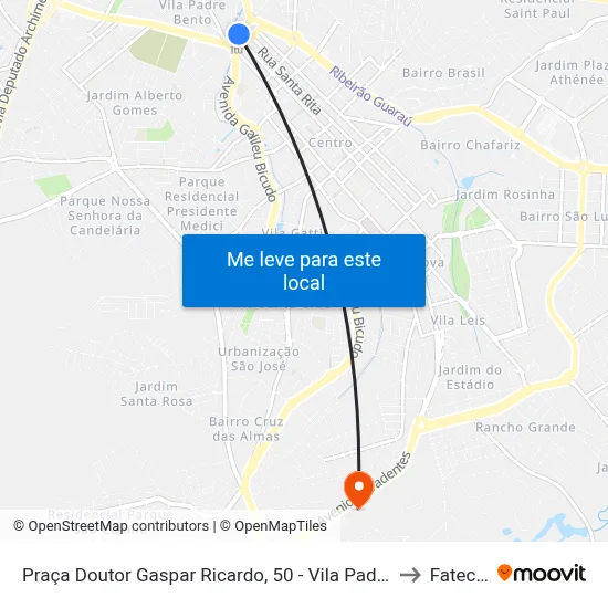 Praça Doutor Gaspar Ricardo, 50 - Vila Padre Bento, Itu to Fatec Itu map