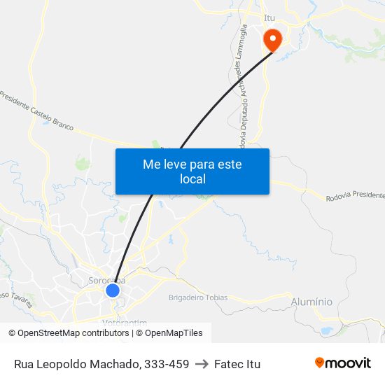 Rua Leopoldo Machado, 333-459 to Fatec Itu map